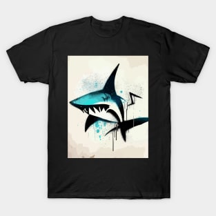 Funny Shark Vintage graffiti Street Art T-Shirt